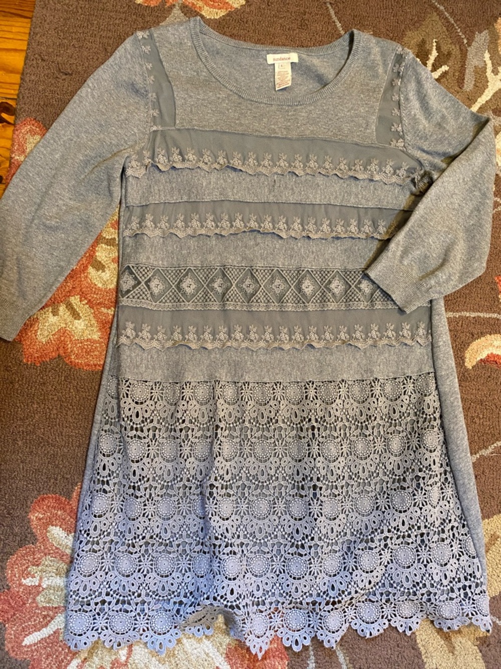 Sundance Cotton Sweater Dress with Lace Overlay